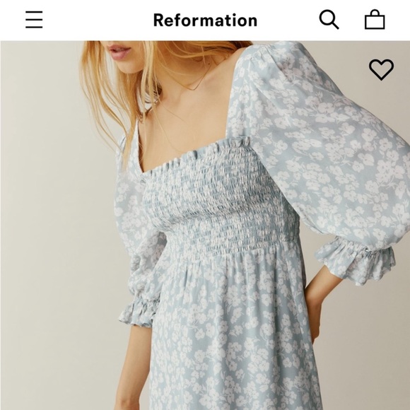 REFORMATION smocked mini dress Zaria - Picture 4 of 7